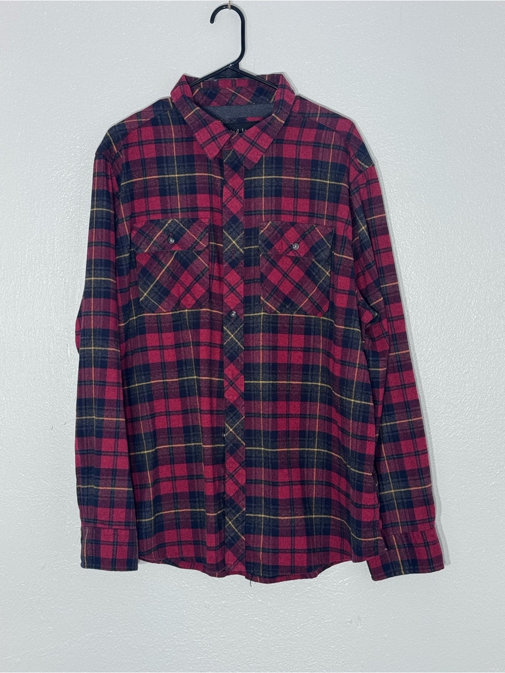 Jared Lang Men's Red Plaid Flannel Shirt - Casual Button-Up